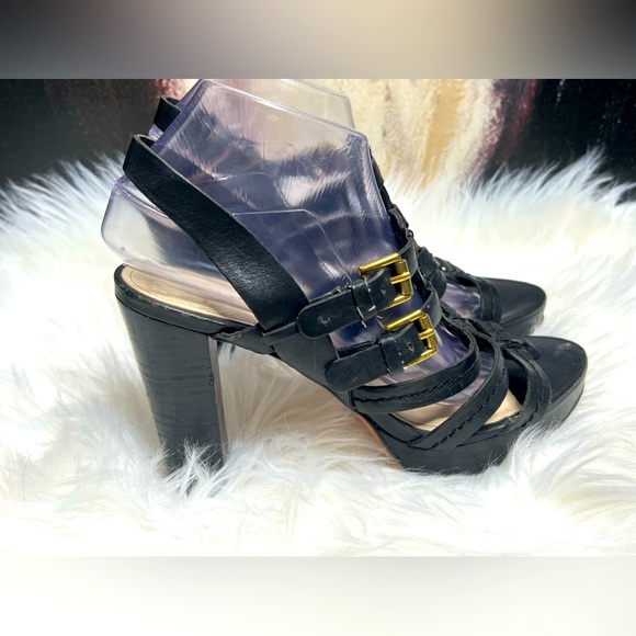 COACH Strappy black Double buckle slingback Sandals. women's size 9.5B - Picture 4 of 11